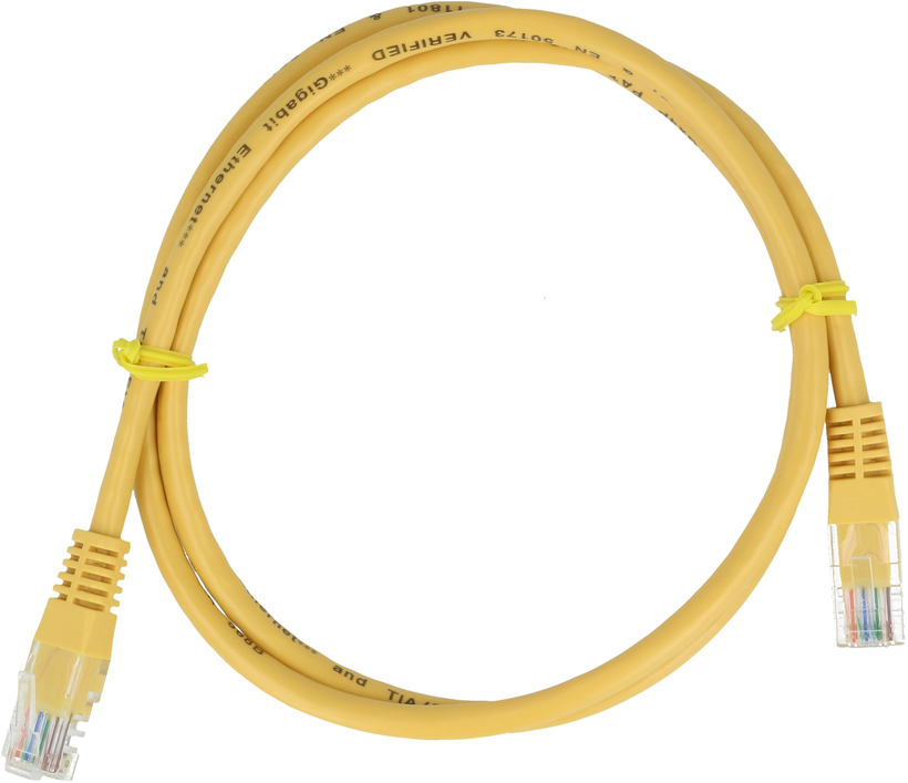 Patch kabel RJ45 U/UTP Cat5e 1m žlutý