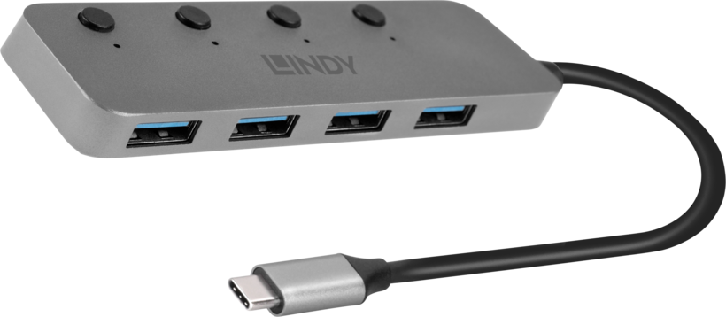 Hub USB 3.0 LINDY 4 ports + commutateur
