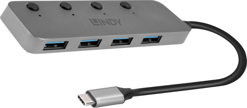 LINDY USB Hub 3.0 4-Port + Schalter