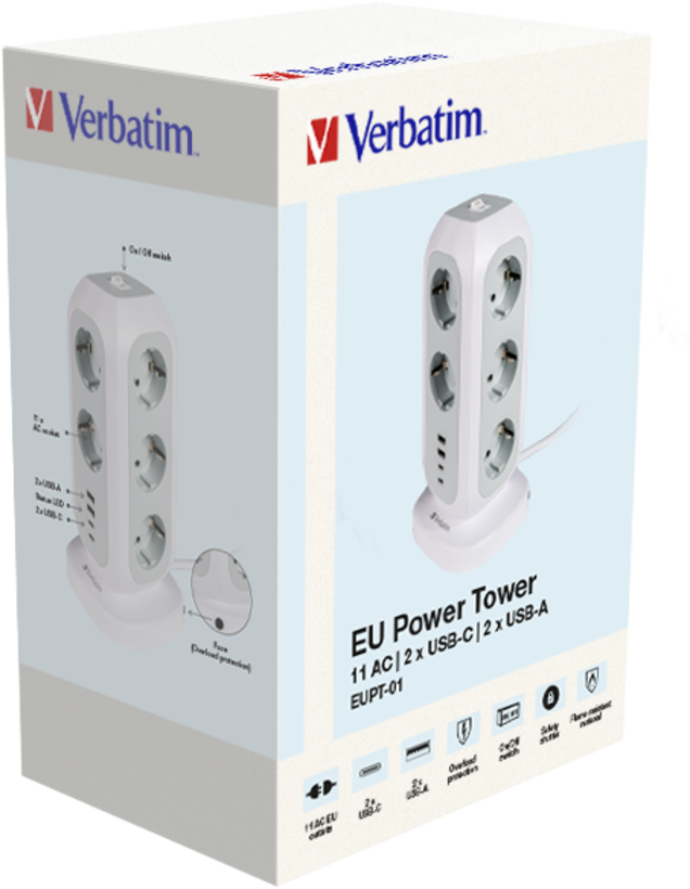 Power Tower 11x AC + 4x USB 2m
