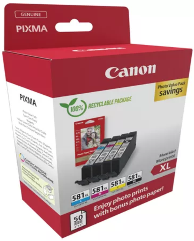 Canon CLI-581XL C/M/Y/BK+Photo Paper