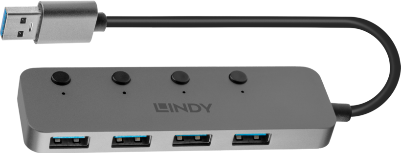 LINDY USB Hub 3.0 4-port Switch Black