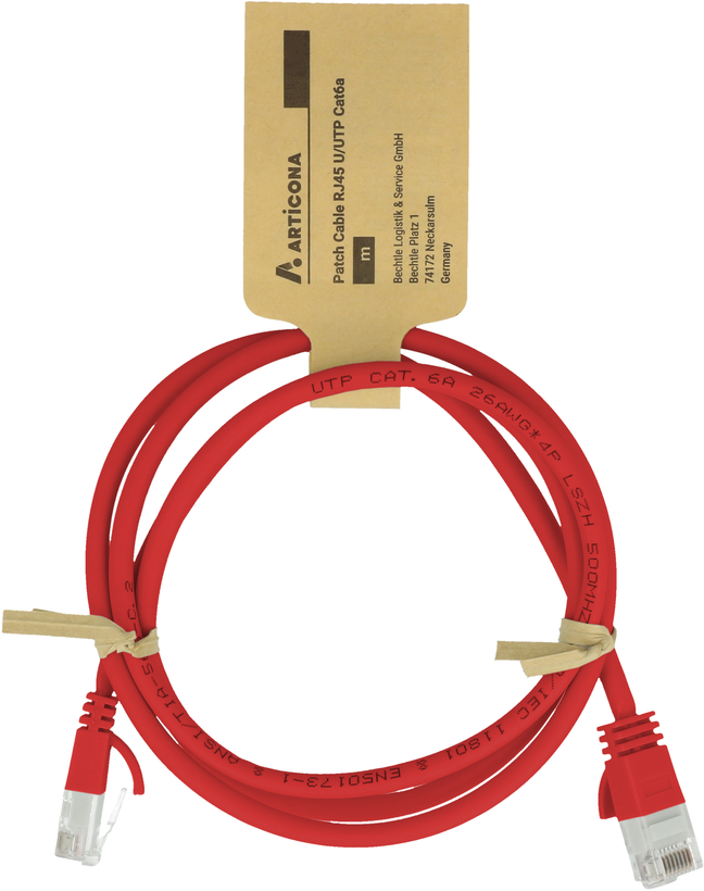 Cable patch RJ45 U/UTP Cat6a 5 m rojo