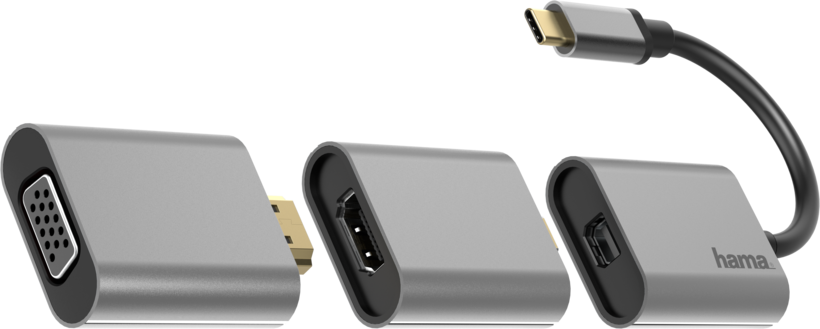 Adaptador USB-C m. - MiDP/HDMI/VGA f.