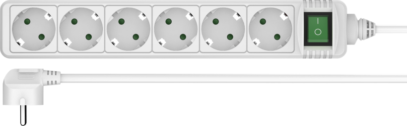 Power Strip 6-way 3m w/ Switch White