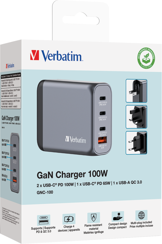 Chargeur GaN Verbatim 100 W 4 ports