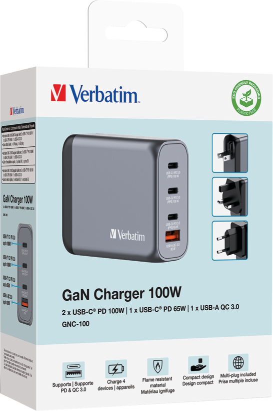 Verbatim 4-port GaN Wall Charger 100W