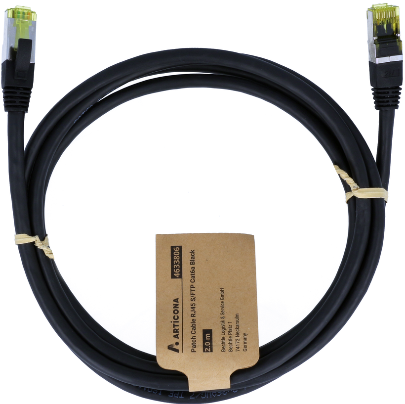 Câble patch RJ45 S/FTP Cat6a, 1 m, noir