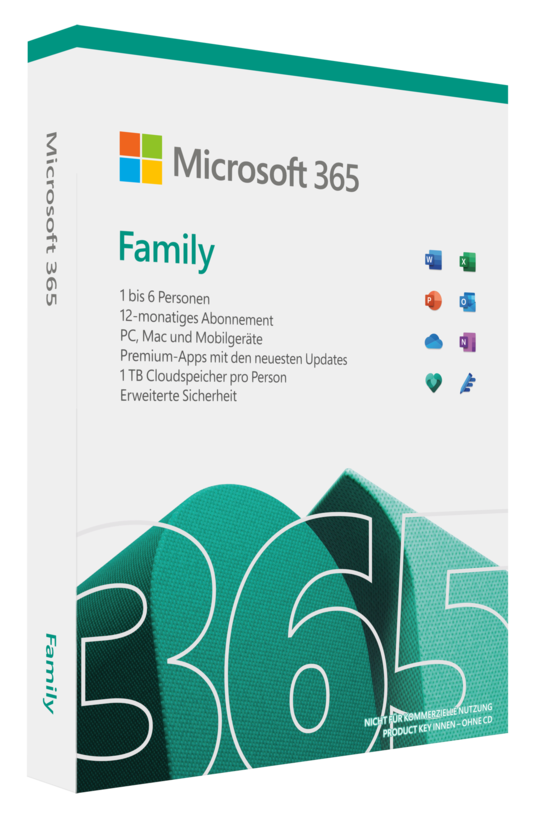 Microsoft M365 Family 1 License Medialess