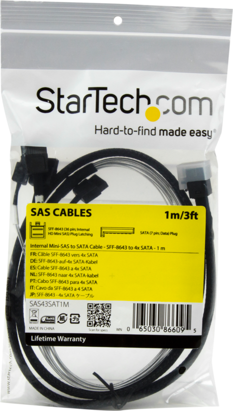 SAS Cable Int. SFF8643 - 4x SATA 1m