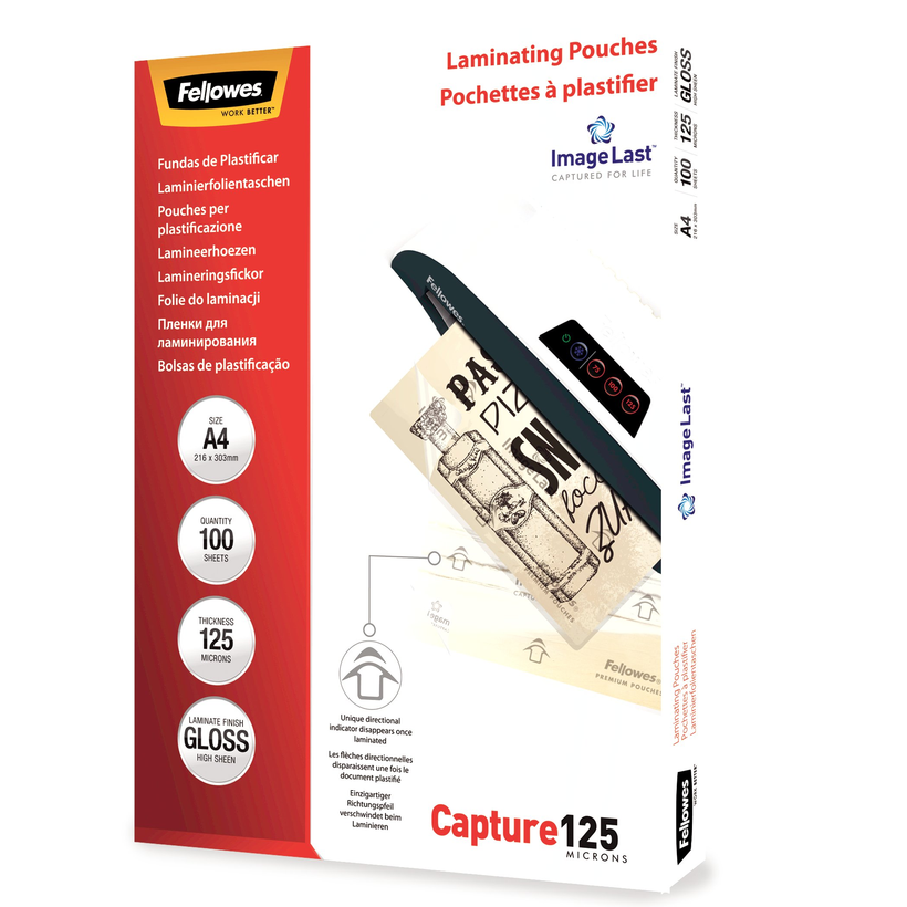 Lámina plastif. Fellowes A4 125µ 100 un.