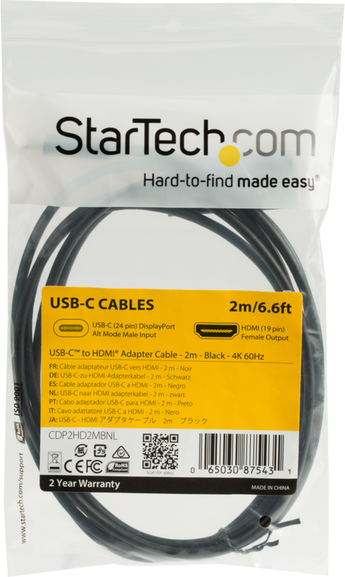 Adaptateur USB-C m. - HDMI m., 2 m