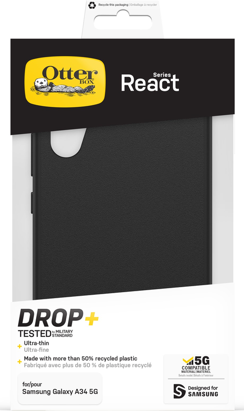 OtterBox React Galaxy A34 5G tok fekete