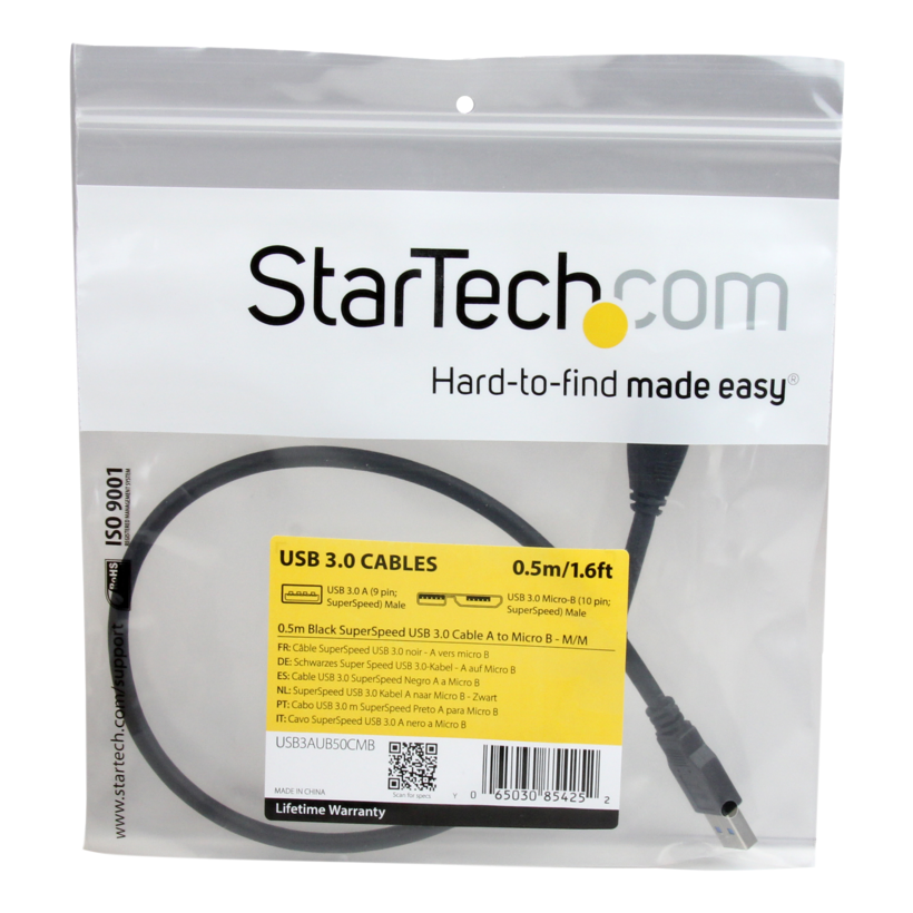 StarTech.com Câble USB 3.0 SuperSpeed 0,5 m - USB A vers USB Micro B Mâle /  Mâle - USB - StarTech