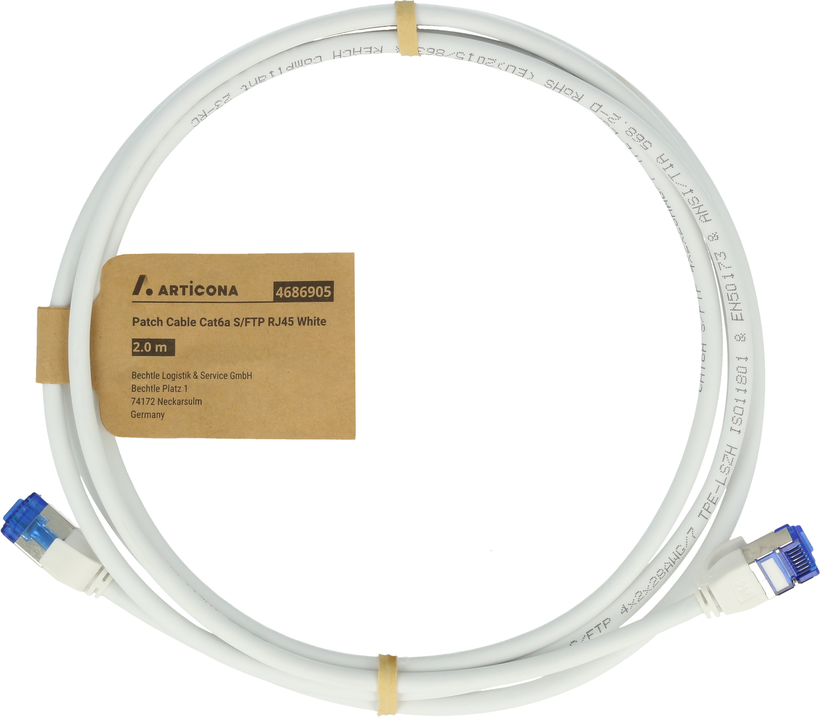 Câble patch RJ45 S/FTP Cat6a 7,5 m blanc