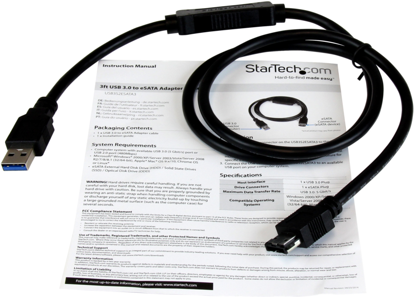 Adapter USB 3.0 Typ A wt - eSATA wt 0,8m