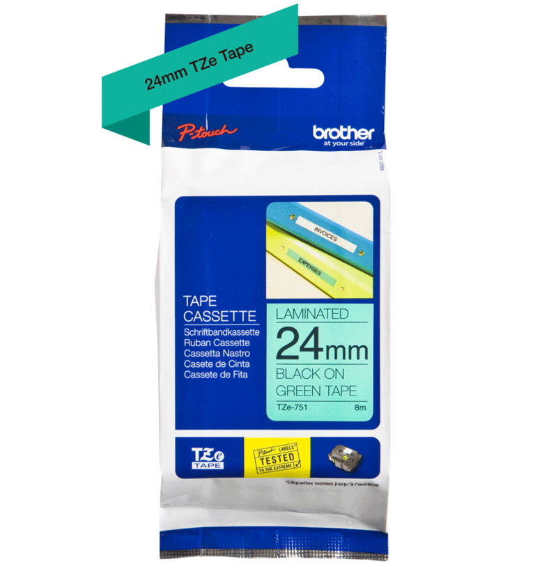 Brother TZe-751 24mmx8m Label Tape Green
