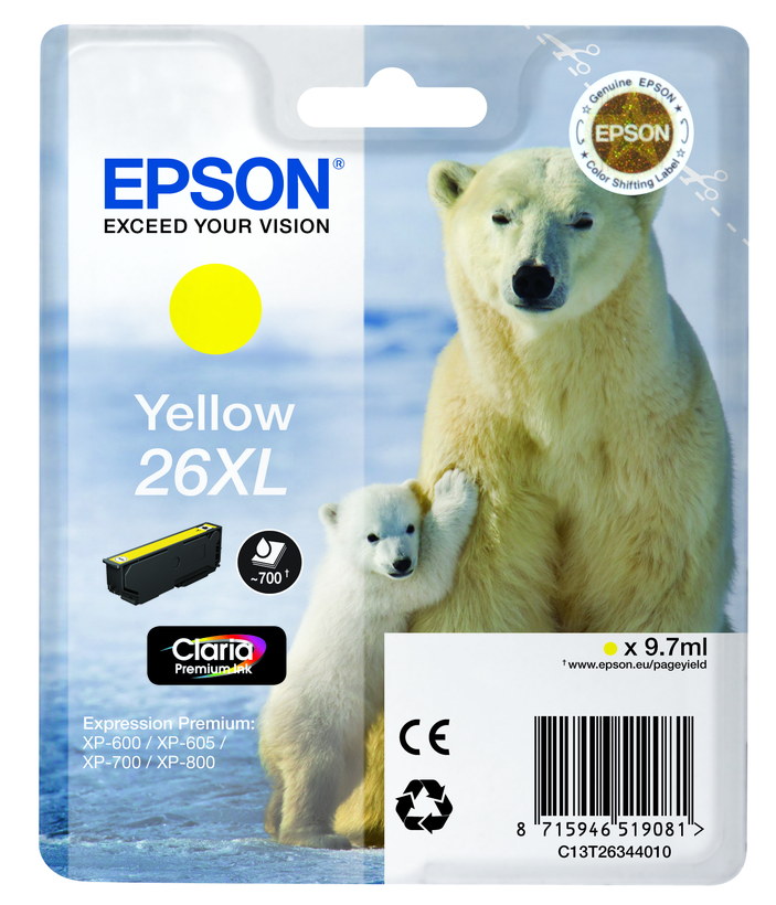 Epson 26XL Claria Ink Yellow