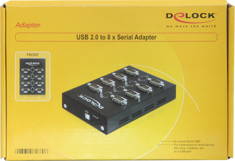 Adaptér 8x DB9 kon. RS232 - USB B zdírka