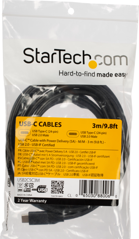 Kabel USB 2.0 wt(C) - wt(C) 3 m, cza.