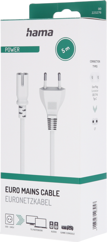 Power Cable Local/m - C7/f 5.0m White