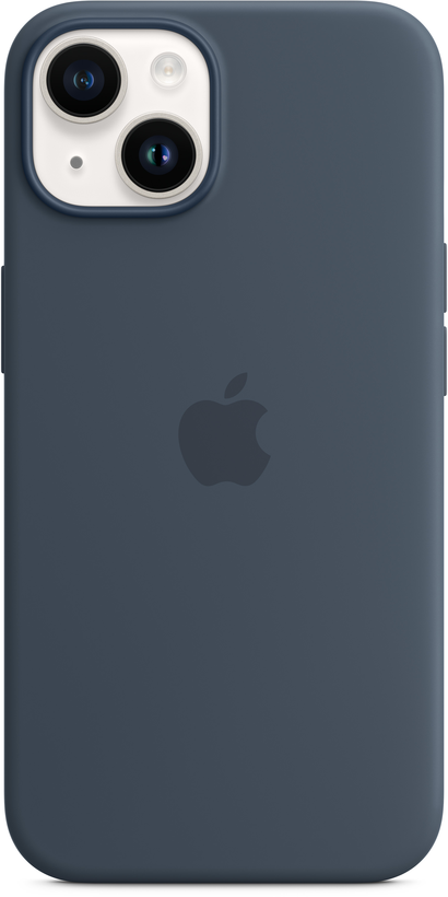 Custodia iPhone 14 silicone blu tempesta