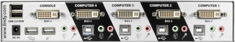 Switch KVM Lindy Pro DVI-I USB 4 ports