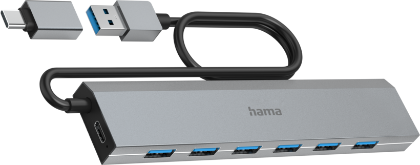 Hama USB Hub 3.0 7-port Grey