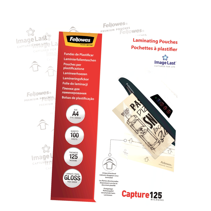 Lámina plastif. Fellowes A4 125µ 100 un.