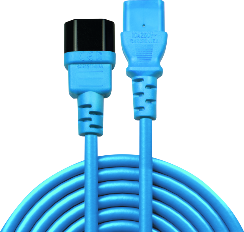 Câble alimentation C13f.-C14m. 0,5m bleu