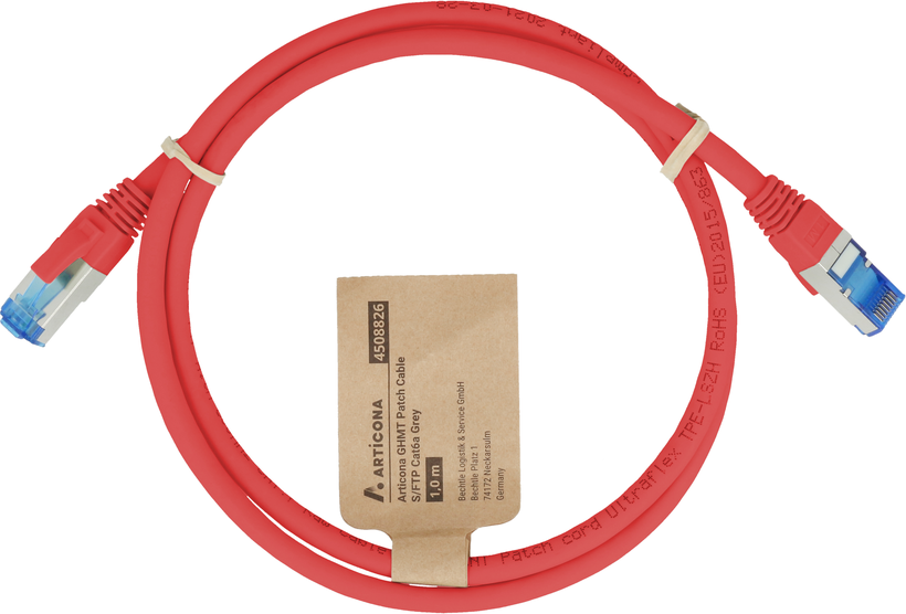 Câble patch RJ45 S/FTP Cat6a 0,25m rouge