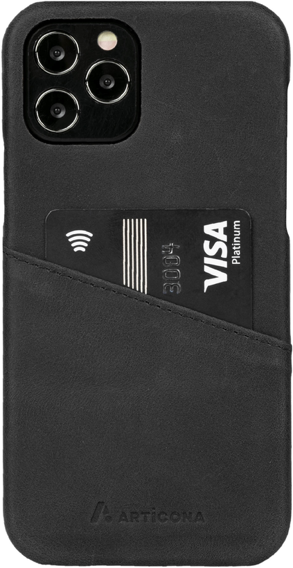 Custodia pelle per iPhone 12/Pro nera