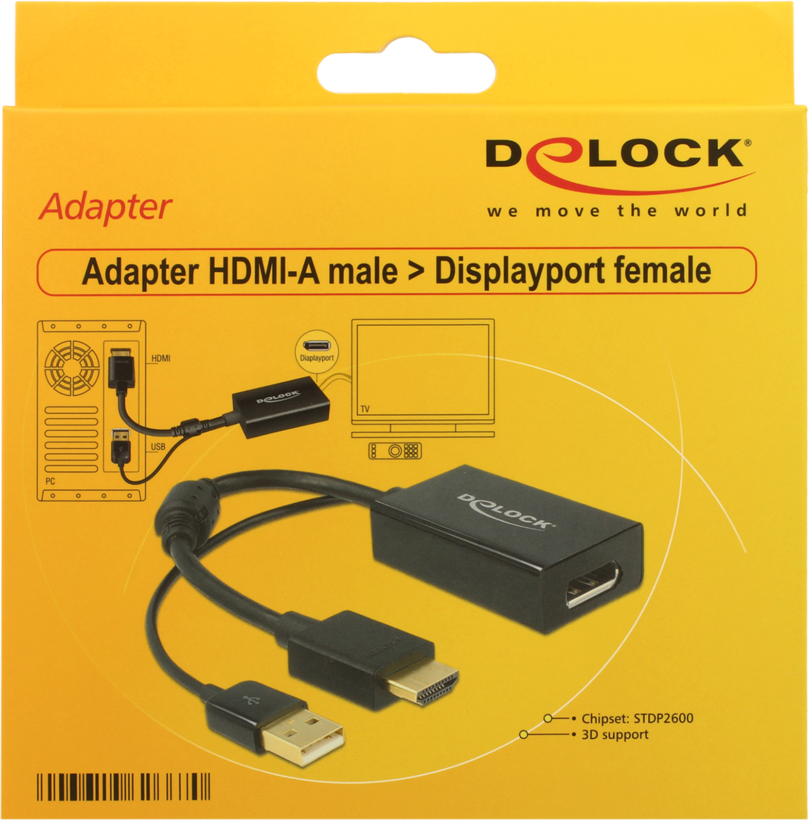 Konvertor HDMI(A) kon. na DisplayPort z.
