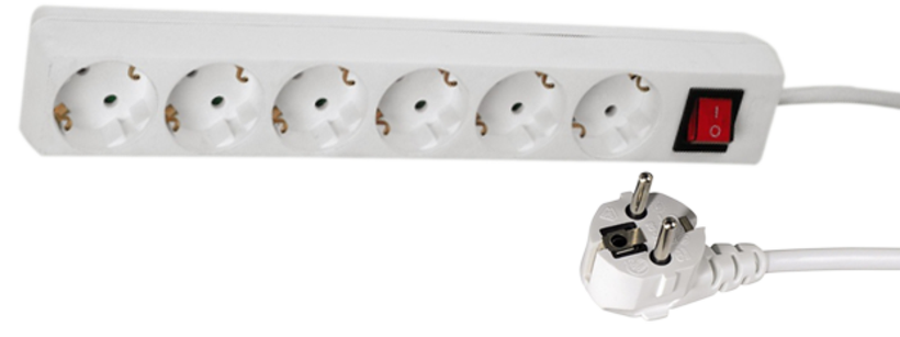 6-Socket Extension Lead 5m White Switch
