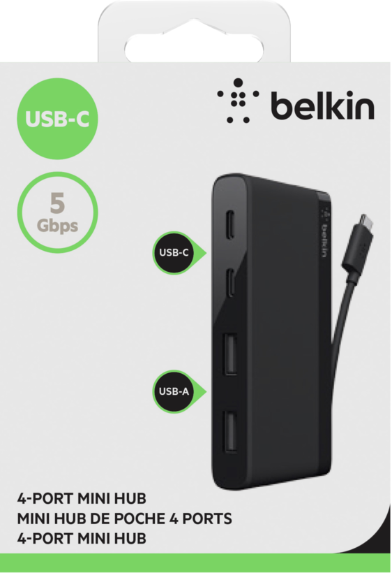 Hub USB 3.0 Belkin Mini 4 puertos negro