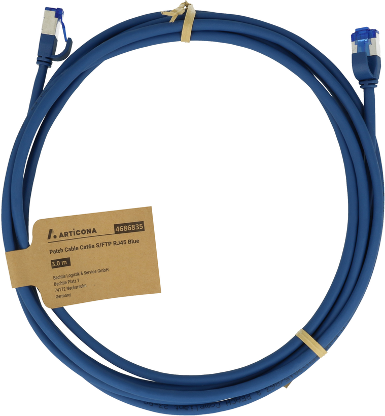 Câble patch RJ45 S/FTP Cat6a, 5 m, bleu