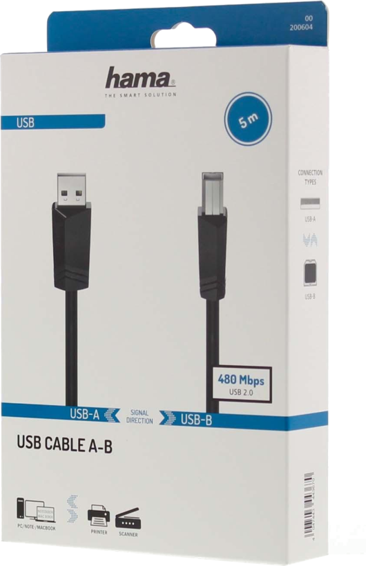 Câble Hama USB-A - B, 5 m