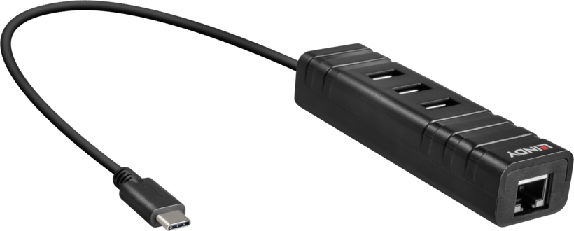 Hub USB 3.0 LINDY 3 ports + GbEthernet