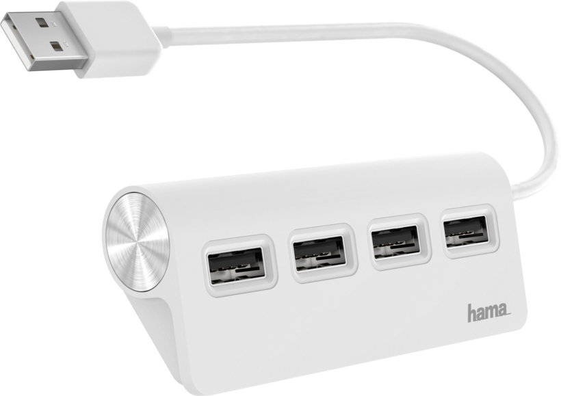 Hama USB Hub 2.0 4-Port weiß