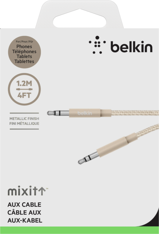 Braided Aux Cable 3.5 mm 1.2 m Gold