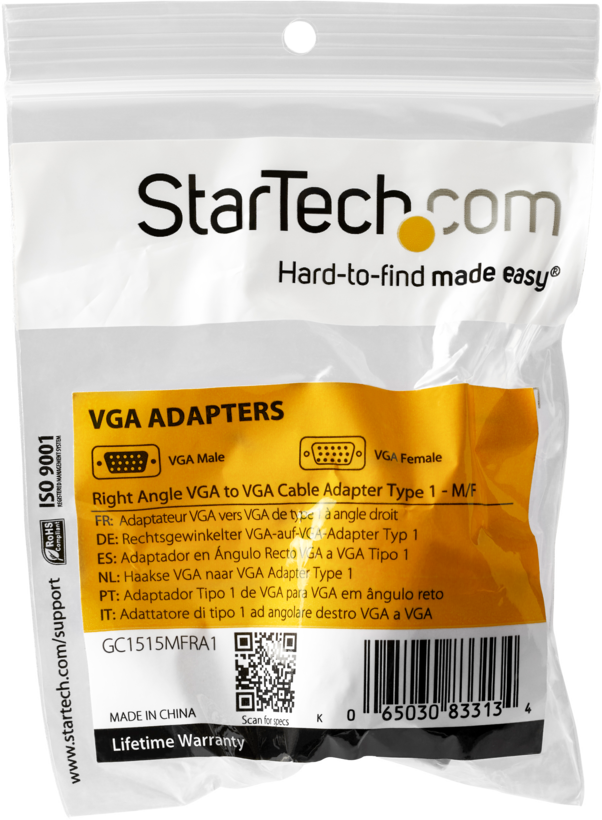 VGA Adapter HD15/f - HD15/m 90°