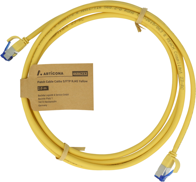Câble patch RJ45 S/FTP Cat6a 0,5 m jaune