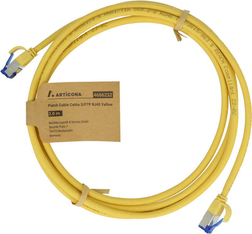 Patch Cable RJ45 S/FTP Cat6a 0.25m Yel