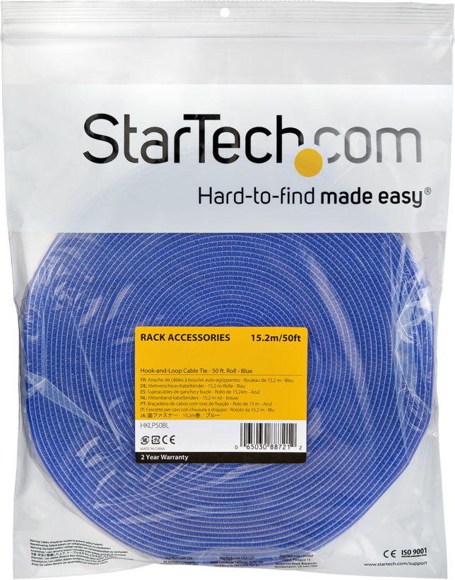 Hook-and-Loop Cable Tie Roll 15m Blue