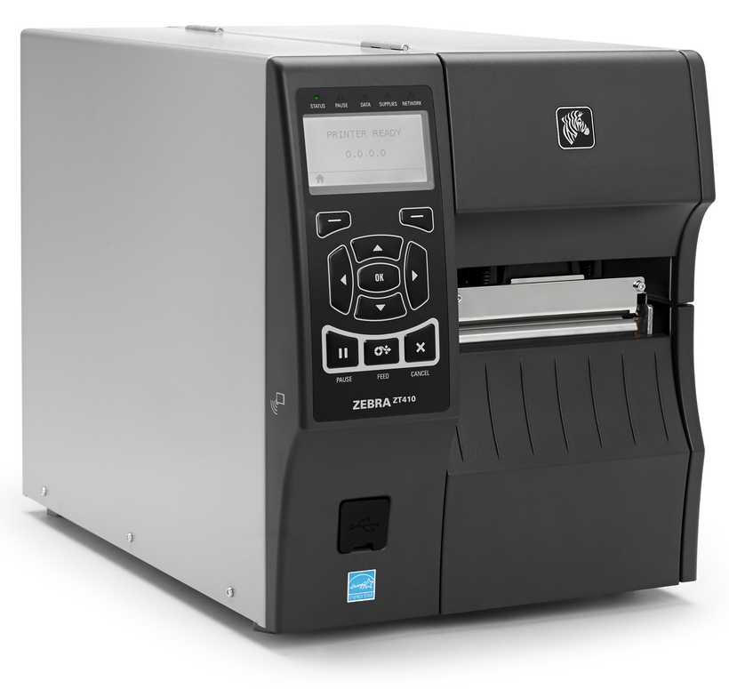 Zebra ZT410 TT 300dpi Printer + Rewinder