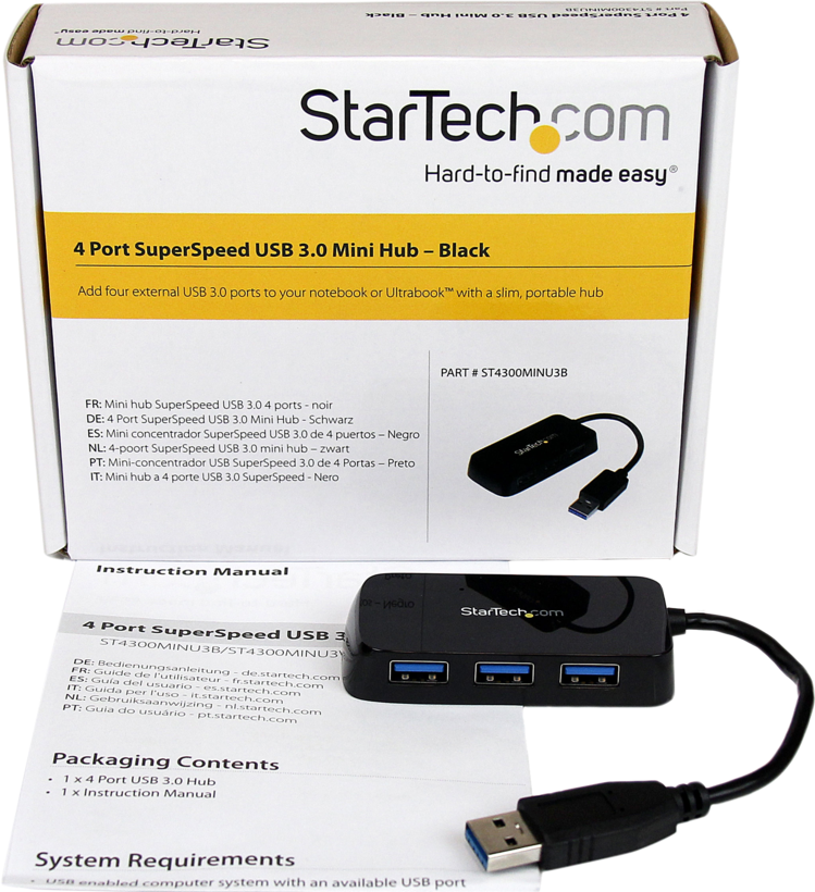 StarTech USB Hub 3.0 4-port Mini Black