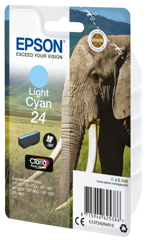 Tinteiro Epson 24 Claria ciano-claro