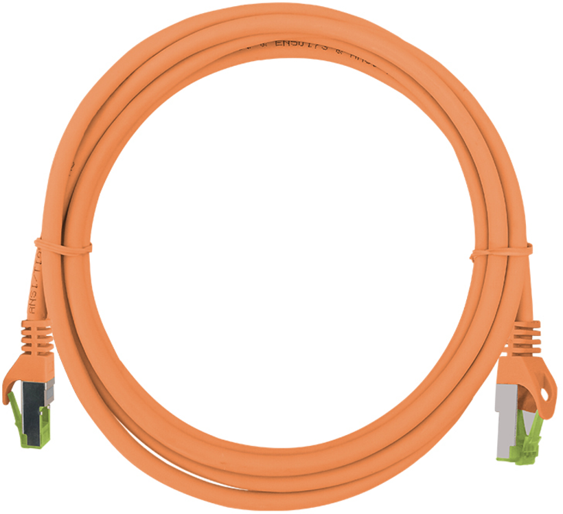 Patch Cable RJ45 S/FTP Cat6a 0.5m Orange