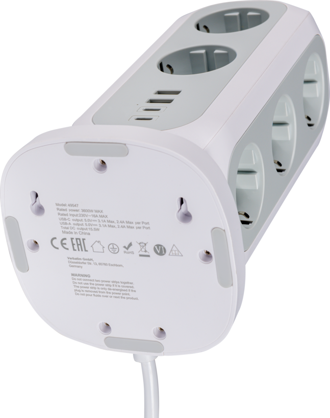 Power Tower 11x AC + 4x USB 2m