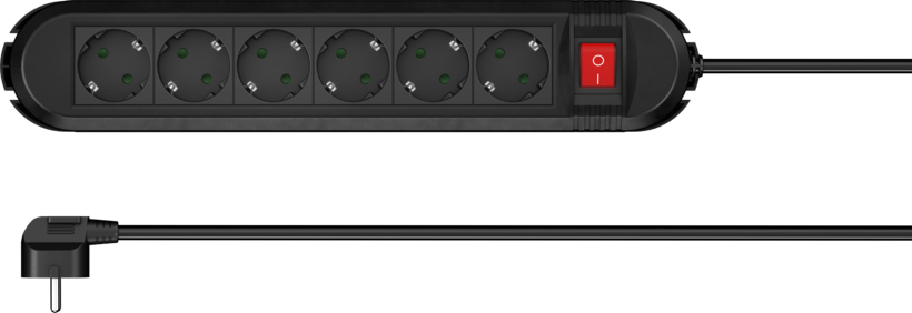 Power Strip 6-way 1.5m w/ Switch Black
